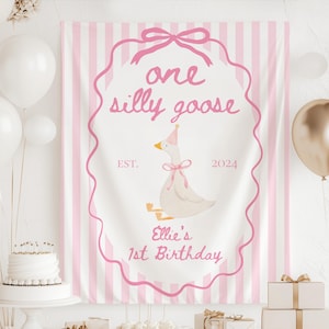One Silly Goose Birthday Banner, One Silly Goose Birthday Decorations, Silly Goose Birthday Backdrop Goose 1st Birthday Banner 1 Silly Goose