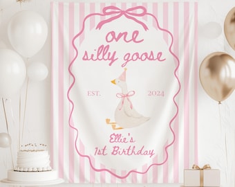 One Silly Goose Birthday Banner, One Silly Goose Birthday Decorations, Silly Goose Birthday Backdrop Goose 1st Birthday Banner 1 Silly Goose