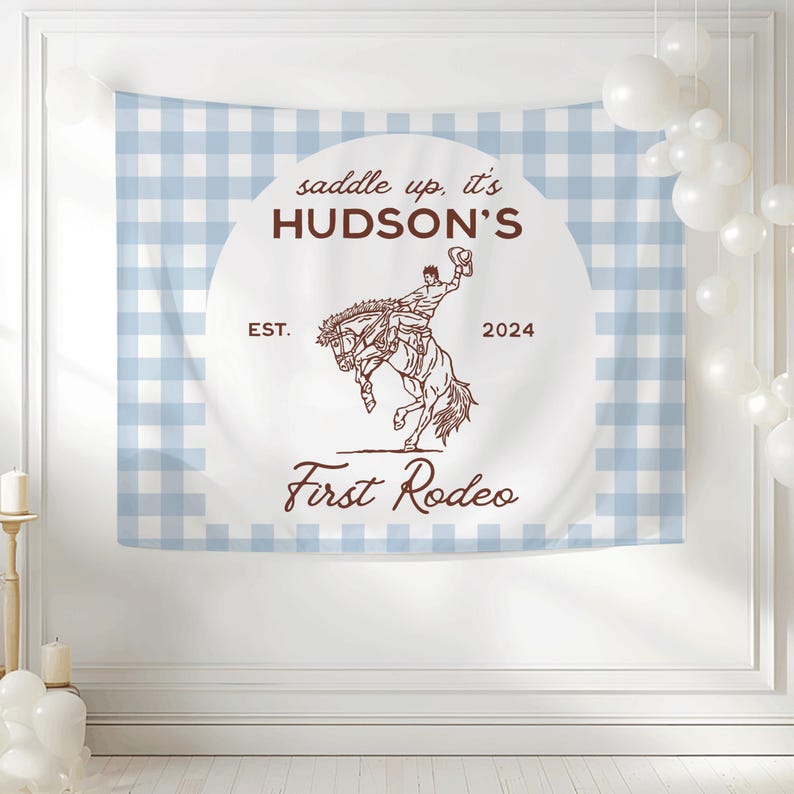 Vintage First Rodeo Banner Western Party Decor