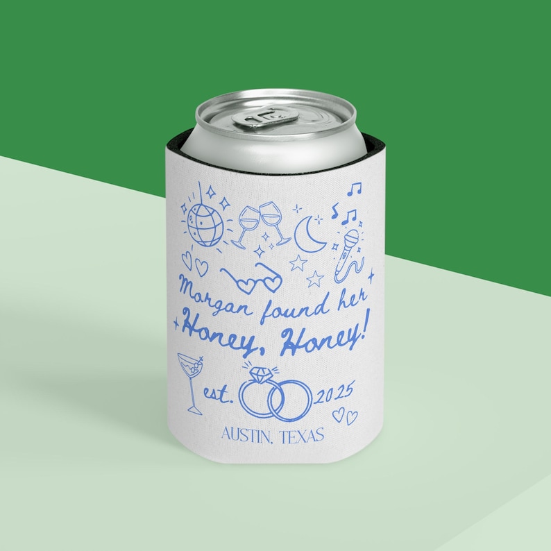 ABBA themed bachelorette can cooler for bride to be celebration