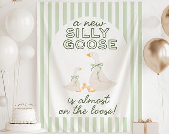 A New Silly Goose Baby Shower Tapestry, Silly Goose Baby Shower Banner, A New Silly Goose Baby Shower Banner, Silly Goose Baby Shower Decor