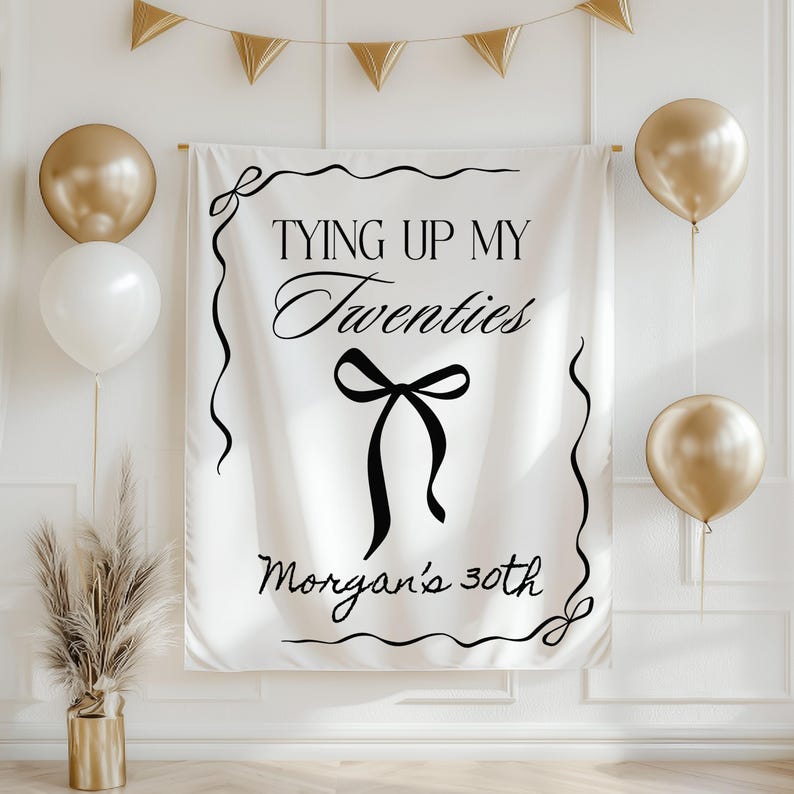 black coquette 30th birthday banner