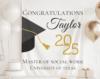 Graduation Backdrop Personalized, Graduation Banner 2025, Graduation Party Decorations, Class of 2025 Banner, Graduation Party Banner
