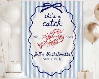 Shes a Catch Lobster Bachelorette Banner, Shes a Catch Bachelorette Zeichen, Hummer Bachelorette Dekor, Küsten Bachelorette Dekor