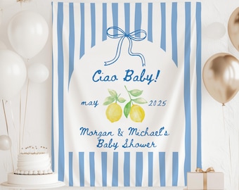 Ciao Baby-Baby-Dusche-Dekor, Ciao-Baby-Dusche-Banner, Zitrone-Baby-Dusche-Dekor, Ciao-Baby-Themen-Dusche, italienische Baby-Dusche-Kulisse