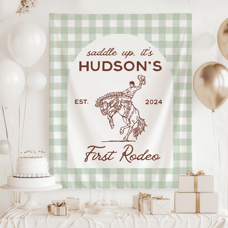 First Rodeo Birthday Backdrop for 1st Party