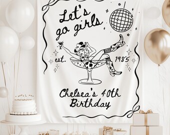 Let's Go Girls Banner, cowgirl twerk Garland Glitter per