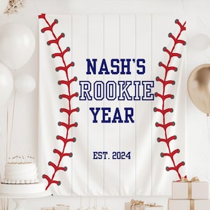 Rookie Year Birthday Banner, Rookie of the Year Banner, Baseball 1st Birthday Rookie of the Year Decor, Sports First Birthday Sign
