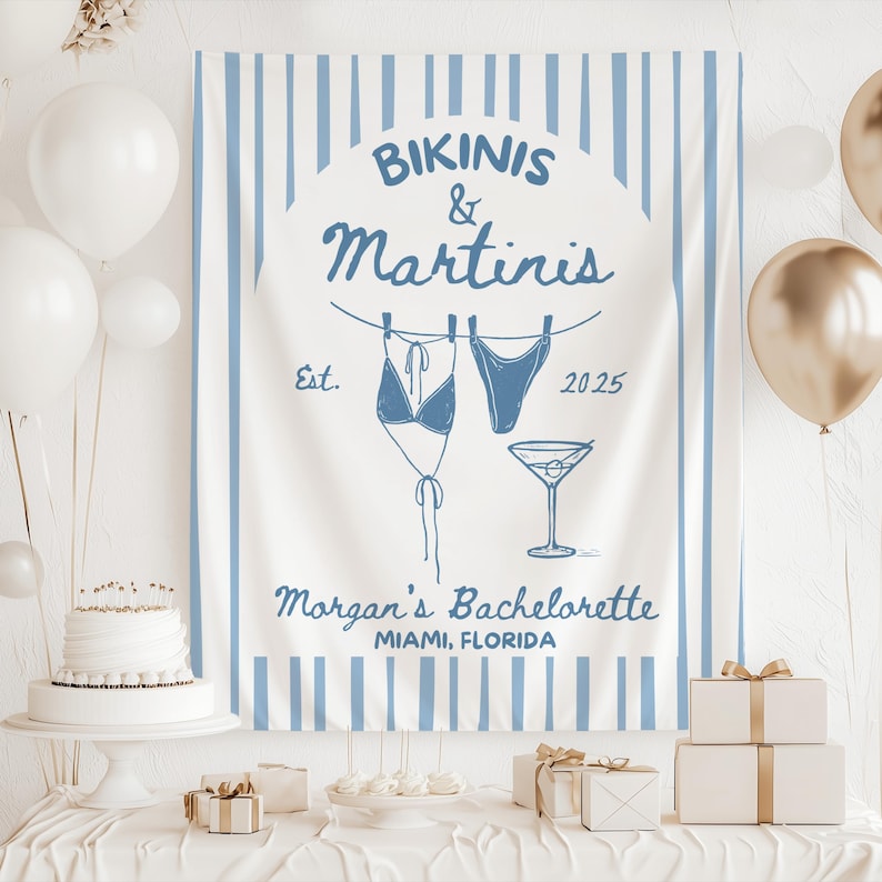 Tropical bachelorette party backdrop idea