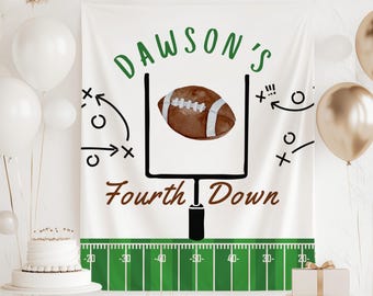 Striscione di compleanno per il quarto compleanno, decorazioni per feste di compleanno per il quarto anno, sfondo per feste di compleanno per il quarto anno, striscione di calcio personalizzato