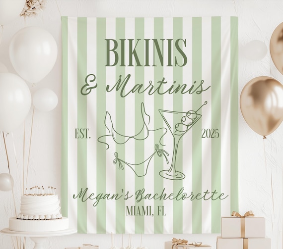 Bikinis and Martinis Bachelorette, Bikinis and Martinis Banner, Beach Bachelorette Decorations, Martinis and Bikinis Bachelorette Decor