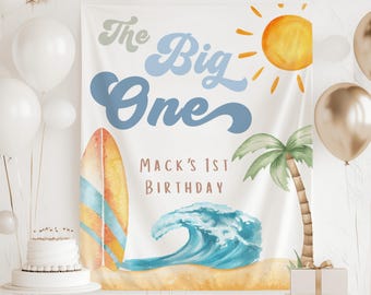 The Big ONE First Birthday Decorations, The Big One Birthday Banner, Big Wave Backdrop, Surf 1st Birthday Party, Surf Birthday Party Decor