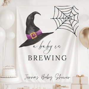 A Baby is Brewing Baby Shower Decorations, A Baby is Being Banner Halloween, Halloween Baby Shower Decorations, Witch Baby Shower Decor