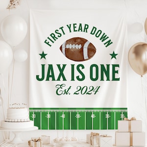 First Year Down Birthday Decor, First Down Birthday Sign, Football 1st Birthday Backdrop, Personalized First Football Birthday Banner