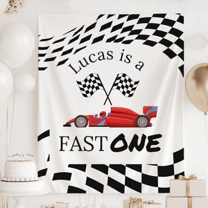 Fast One Birthday Decorations, Fast One Birthday Sign, Personalized 1st Birthday Banner, Race Car 1st Birthday Backdrop, Race Car Decoration