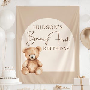 Beary First Birthday party banner