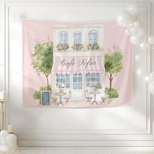 Paris birthday party backdrop French cafe banner Parisian themed party decor Parisian bakery decorations
