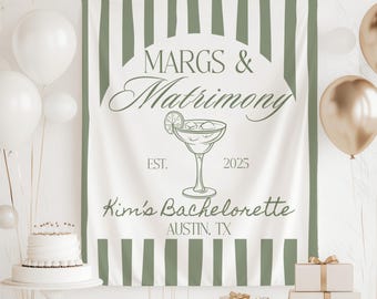 Margariten und Ehe Bachelorette, Margaritas und Ehebanner, benutzerdefinierte Bachelorette Kulisse, Strand Bachelorette Dekorationen