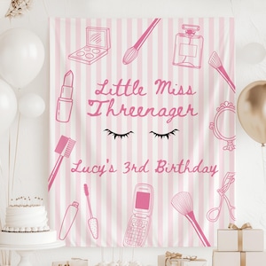 Little Miss THREEnager Birthday Banner, Threenager Party Decorations, Custom 3rd Birthday Banner Girl, Threenager Birthday Backdrop