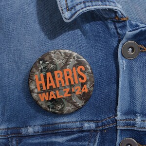 HARRIS WALZ 2024 Camouflage Button Democrat Pin Kamala for President ...