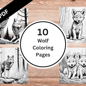 10 Wolf Coloring Pages | Printable Wolf Coloring Sheets For Teens & Adults | Stress Relief And Relaxation | Grayscale