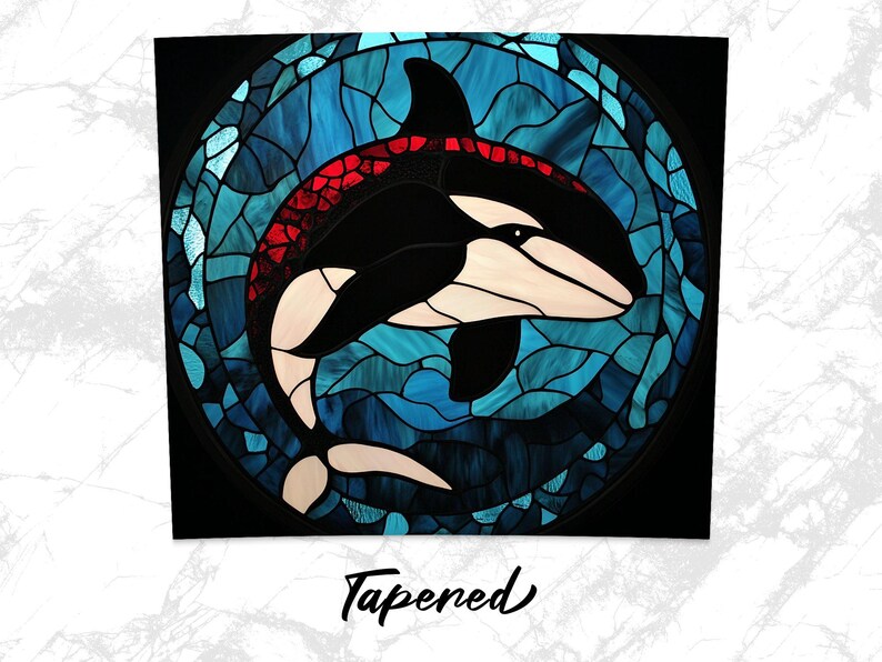 Stained Glass Whale 20 Oz Tumbler Wrap PNG, Ocean Animal PNG, Unique