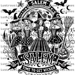 Girls Trip Time To Get Wicked Png, Witch Halloween, Retro Halloween Png, Salem Witch Png, Spooky Season, Witch Squad, Women Halloween Shirt
