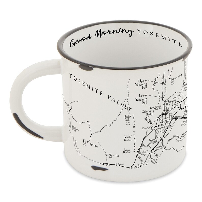 Yosemite Valley Blackandwhite Line Map Camp Mug Etsy