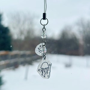 Jellyfish - Black and White Handmade Phone Charm