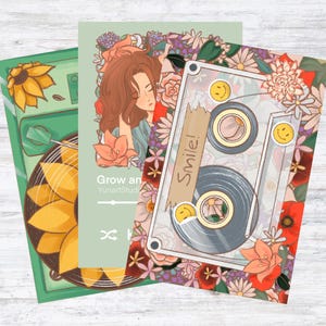 Lot de 3 cartes postales/impressions sur le thème de la musique : édition de printemps