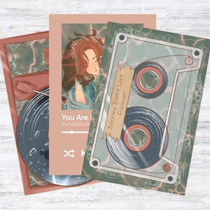 Lot de 3 cartes postales/impressions sur le thème de la musique : édition automne