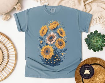 Camisa de girasol Comfort Colors®, Camisa vintage con flores, Camiseta de girasol, Regalo para ella, Regalo para hermana, Regalos de girasol, Regalos para mamá