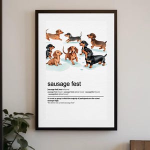 Cute Dachshund printable wall art / sausage dog animal art / sausage fest / digital download print