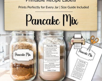 Pancake Pantry Labels & Dry Mix Recipe | Printable for Cooking | Kitchen Organization