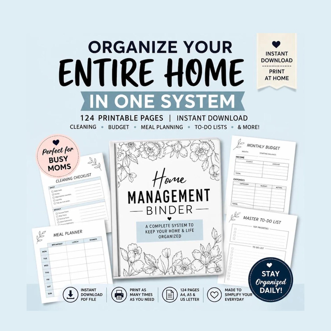 Home Management Binder | Budget Meal Planner and Cleaning Schedule ...