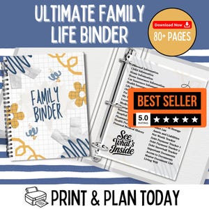Classeur ultime pour la vie de famille : agenda familial imprimable au format PDF pour les parents, suivi des urgences, des soins médicaux et des finances