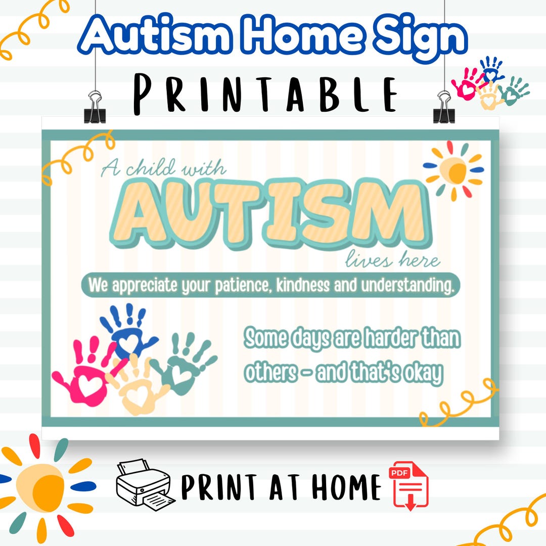 Autism Safety Printable Home Sign | Gentle Reminder for Visitors ...