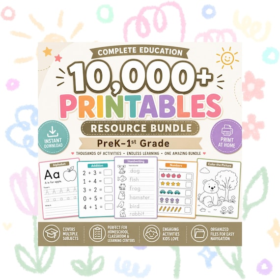 Early Learning Pack Library, Home Education Bundle 10,000 Printables