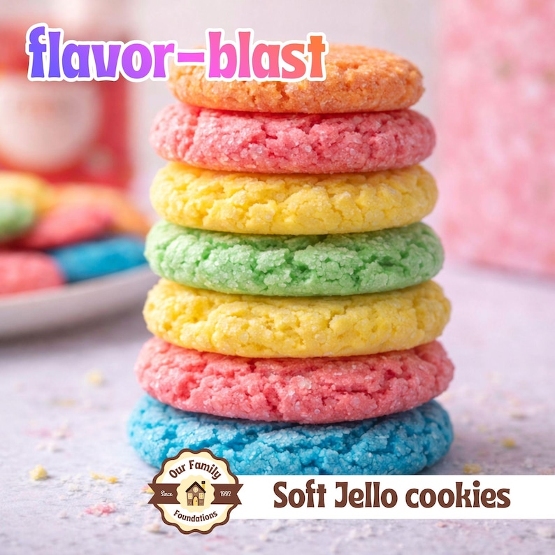 Flavor Blast Soft Jello Cookies Recipe with Rainbow Cookie Colors | Pillow Cookies, Party Treats image 3