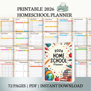 2026 Homeschool Planner PDF Bundle | Schedules, Attendance & Curriculum Log, Printable Home School Organizer for Parents
