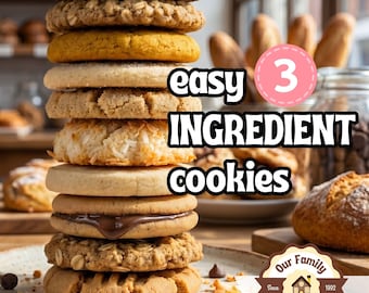 Easiest 3 Ingredient Cookies | 10 Recipes Book | Printable  PDF | First Cookbook, Tested and Yummy