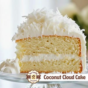Receta de pastel de coco nube en PDF / Instrucciones fáciles para preparar desde cero o con mezcla preparada / Glaseado esponjoso / Postre para cumpleaños y fiestas / Imprimible imagen 4