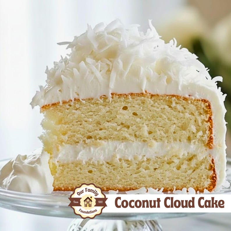 Receta de pastel de coco nube en PDF / Instrucciones fáciles para preparar desde cero o con mezcla preparada / Glaseado esponjoso / Postre para cumpleaños y fiestas / Imprimible imagen 4