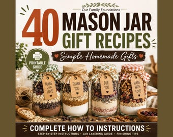 40 idées de cadeaux à faire soi-même avec des bocaux Mason | Guide imprimable de mélanges et de présentation | Créez vos propres cadeaux