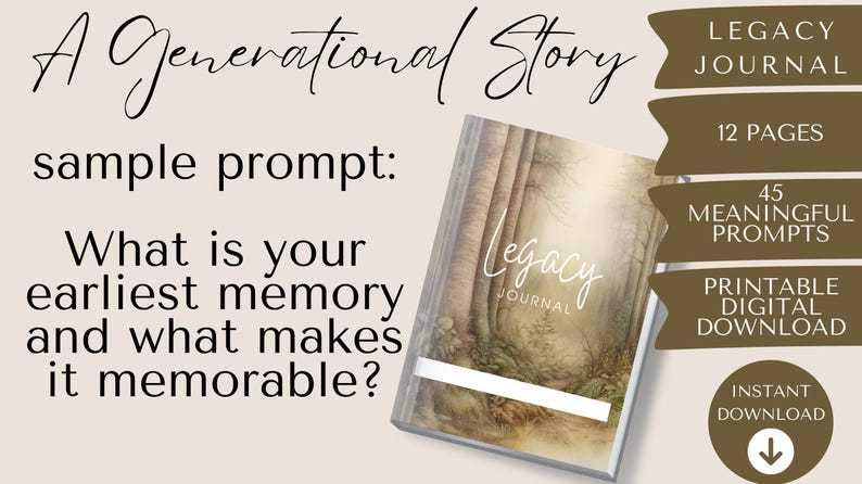 Preserve your family's unique heritage with the Generational Legacy Journal—a beautifully crafted digital download designed to help you capture and share the stories that define your lineage. Printable family tree info