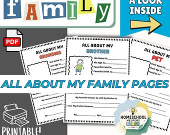 Schede di lavoro stampabili per attività familiari - 14 pagine per bambini, istruzione parentale e famiglie miste PDF