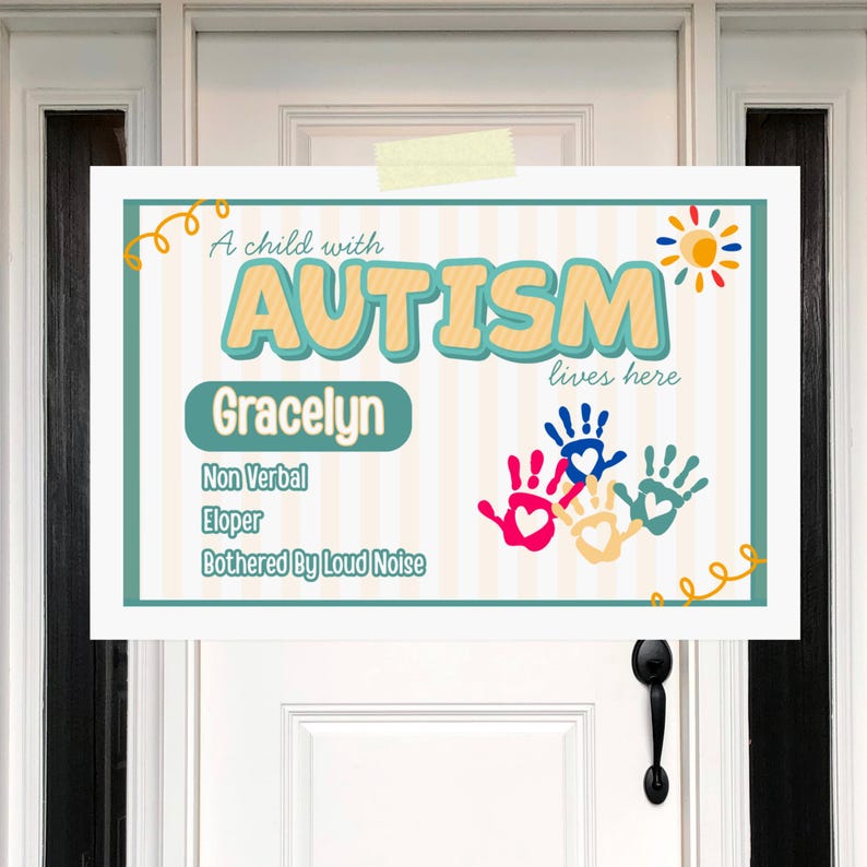Editable Autism Home Sign Canva Template: Personalized Printable ...