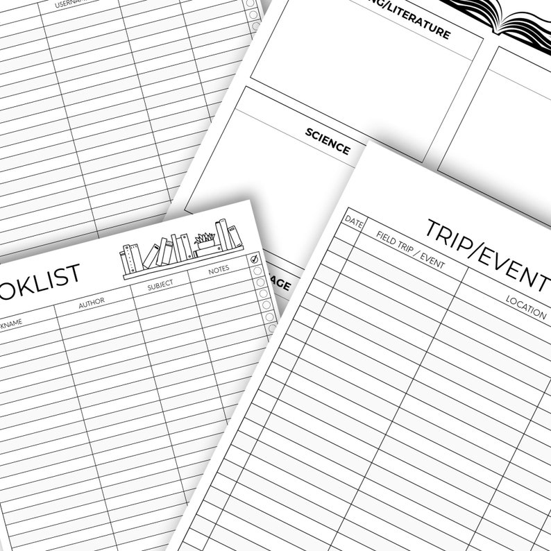 Homeschool Planner Printable 50+ Forms Kit Homeschool Record Keeping Attendance Tracker Organizer PDF Digital Download image 8