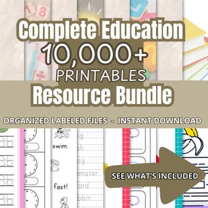 Bundle éducatif à imprimer pour l'école à la maison, ressource pour le programme d'études pour le primaire, matériel d'apprentissage pour le primaire, activité pour le préscolaire au collège