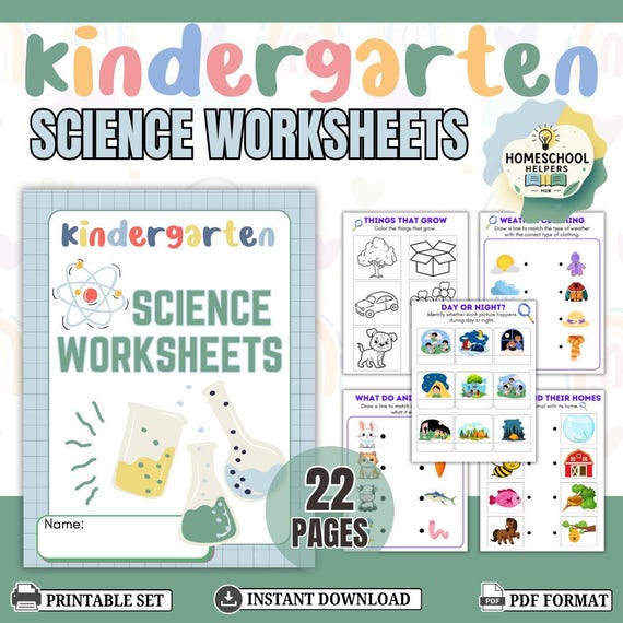 Kindergarten Science Workbook: 22 Printable Worksheet Activities for Home Learning & Teachers